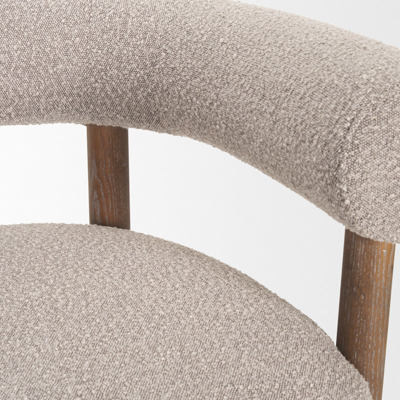 Fauteuil demi-tonneau moderne Shaela Boucle, Mélange de polyester gruau, Naturel