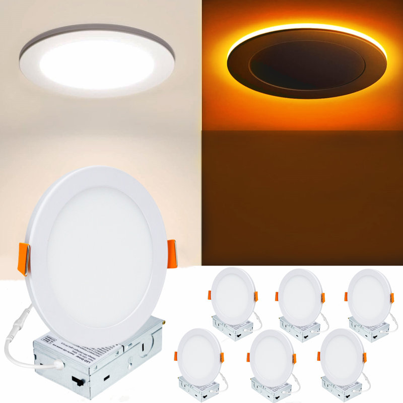6in Color Adjustable LED Recessed Downlight with Night Light 6 Pack