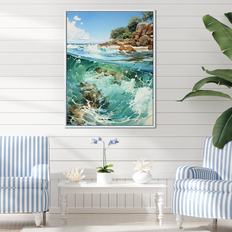 «Beach Photo Scenery IV», reproduction sur toile, H 20 po x l 12 po x P 1 po, Cadre flottant blanc