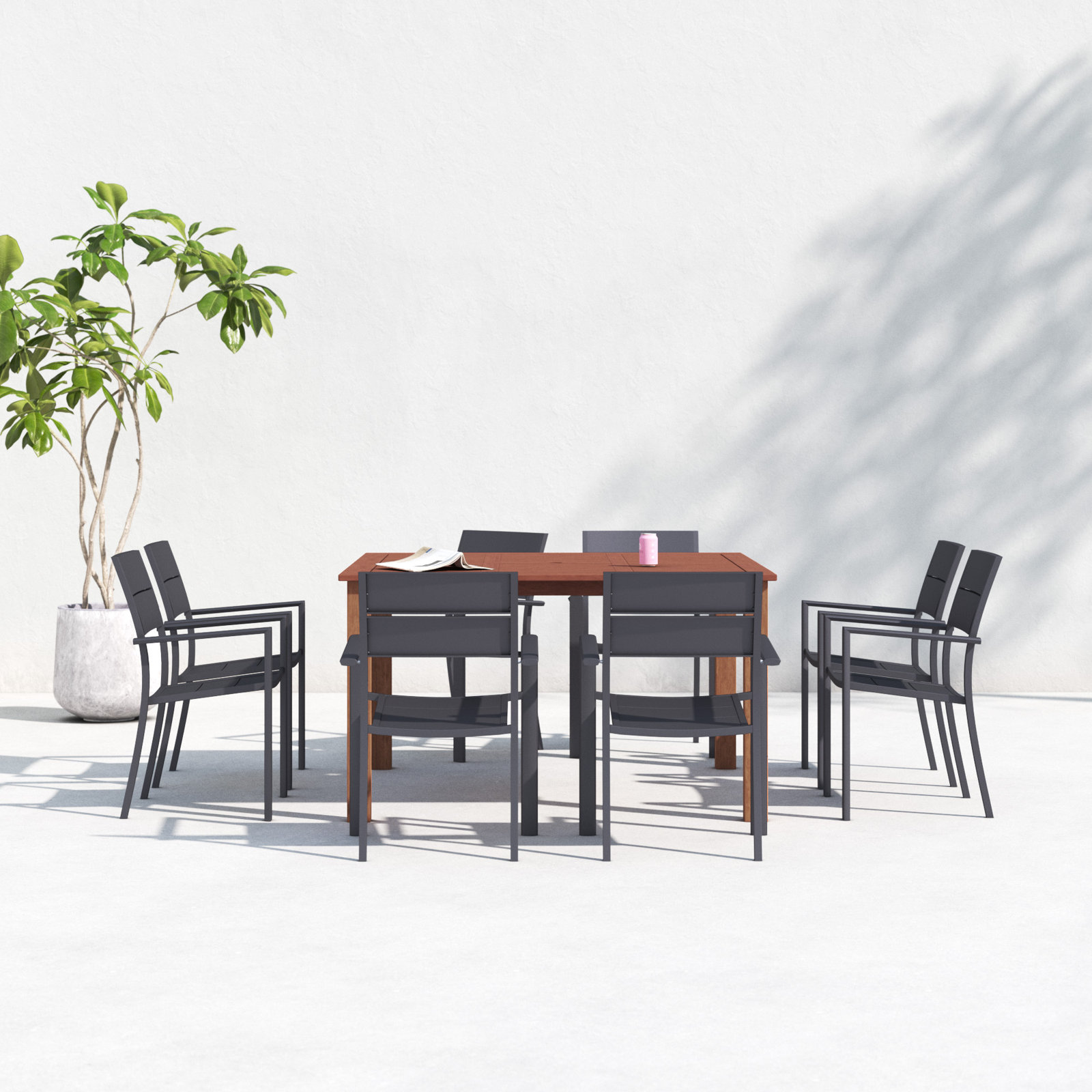 Anautica 59" Eucalyptus Patio Dining Set