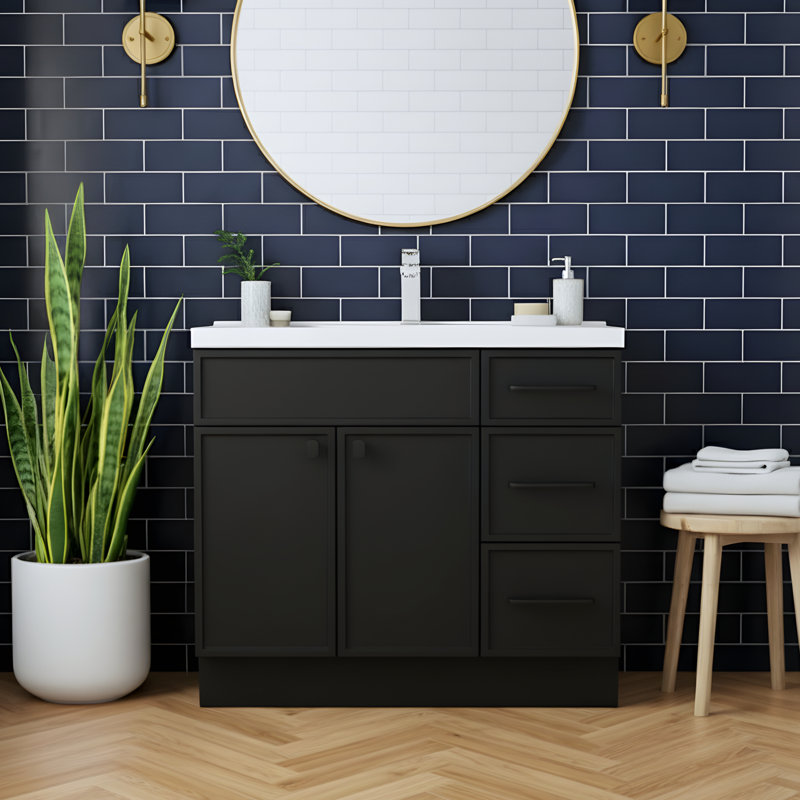 Manhattan 36" Single Bathroom Vanity Set, Black, Black, 36"