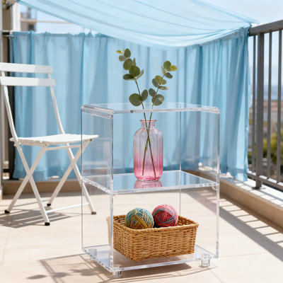 3-Tier Clear Acrylic End Table, Modern Accent Furniture For Living Room And Bedroom, Transparent Side Table With Sleek Design