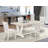 5-Piece Dining Set Includes a Linen White Dinner Table and 4 Cream Linen Fabric Parson Chairs with High Back - Wire Brushed Linen White.-85692389-85692390-130066747