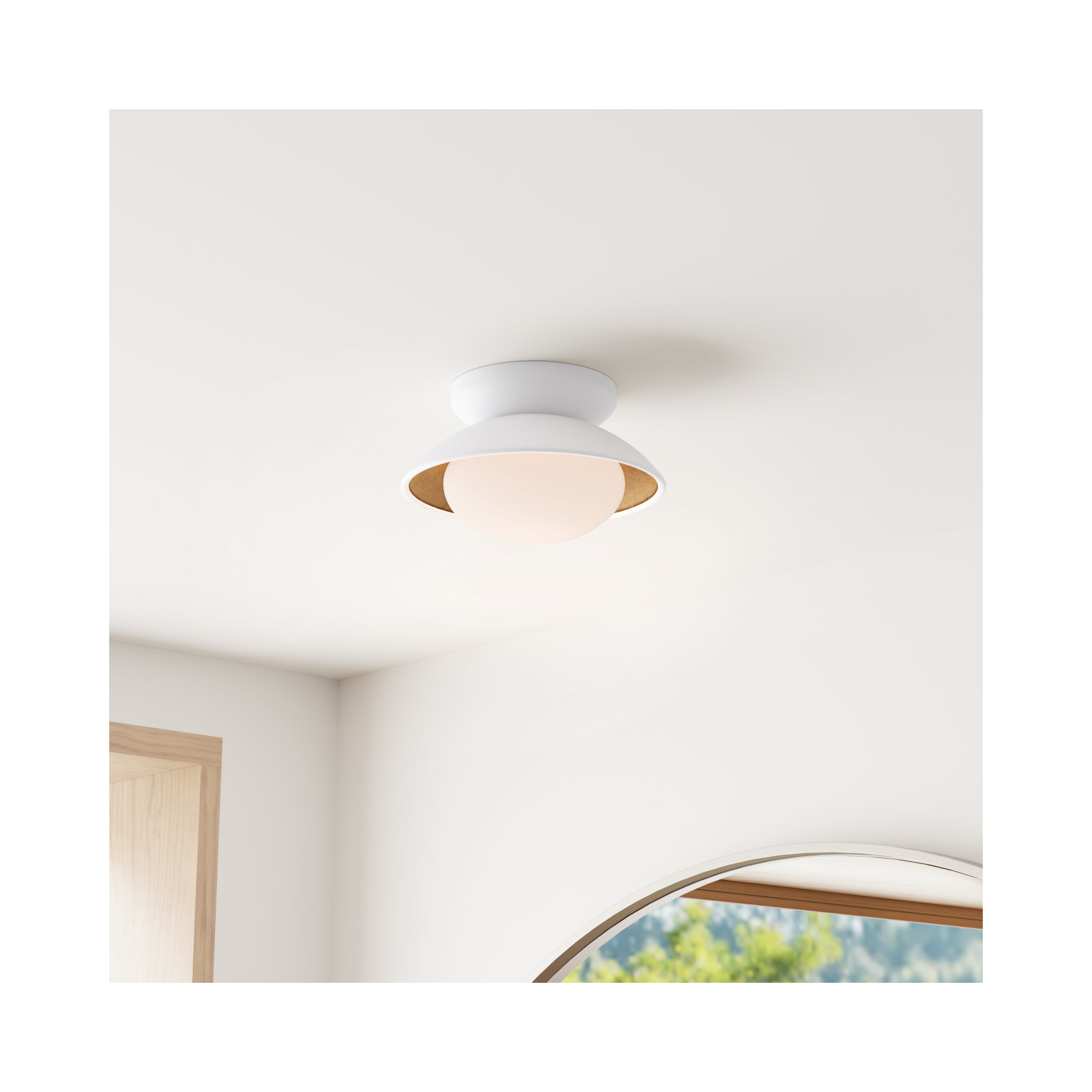 Jason Single Light Flush Mount, White Lustro, 6.75'' H x 14'' W x 14'' D