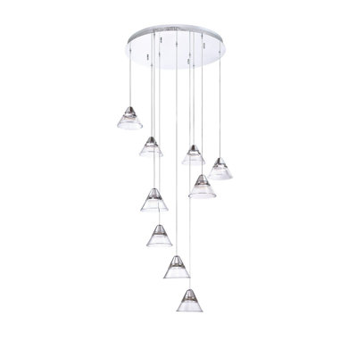 Stylish GEO 9-Light LED Pendant With Clear Acrylic Shades - Modern Lighting Solution