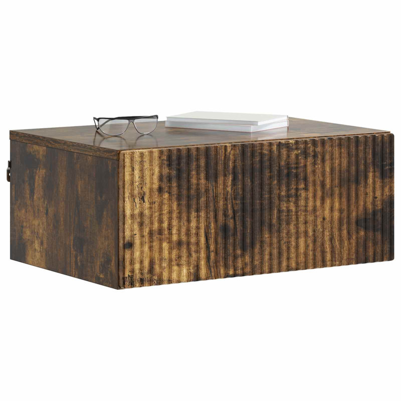 49cm W Manufactured Wood Bedside Table, Smoked Oak