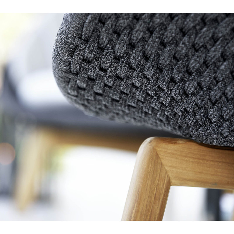 Peacock Papasan Chair with Teak Legs, Dark Blue, Dark Gray/Teak