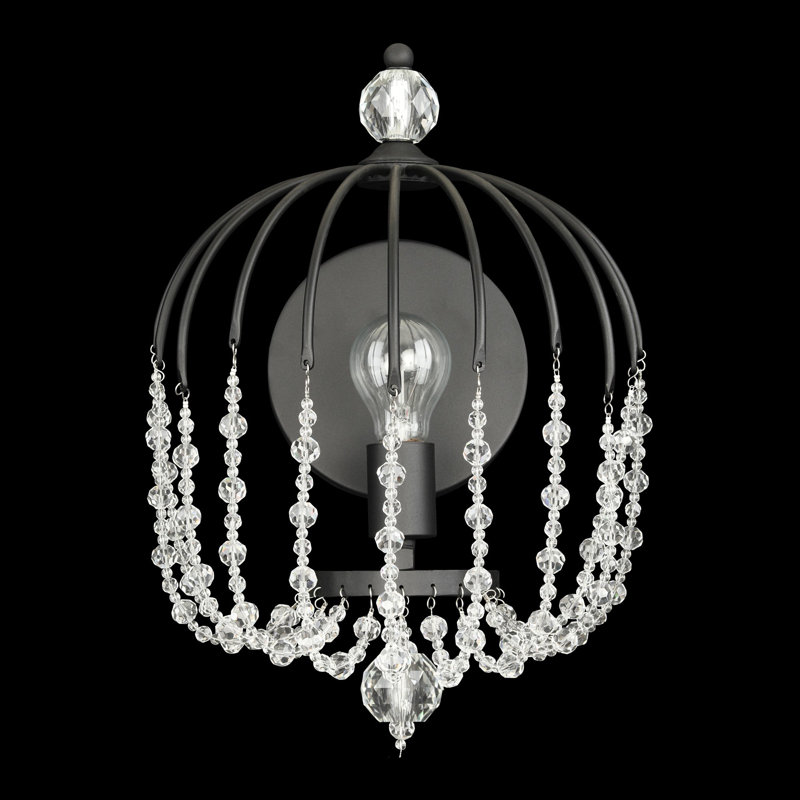 Voliere 1-Lt Crystal Wall Sconce - Matte Black