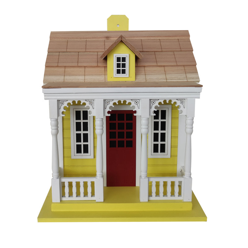 Yellow and White Wood Coastal Cottage Birdhouse