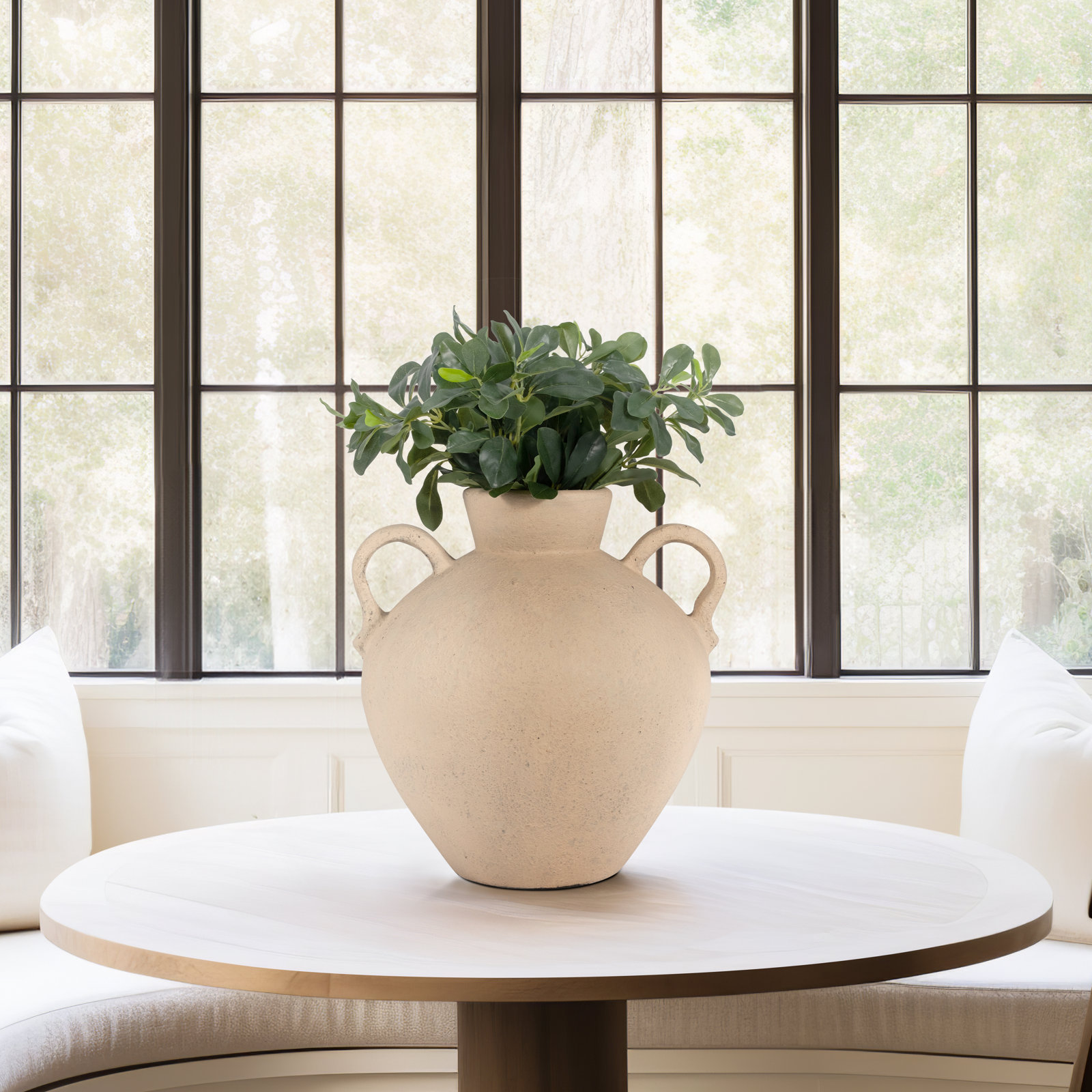 Sagebrook Home Bronsyn Terracotta Vase: Timeless Handcrafted Decor Accent Piece, Textured Ivory/Beige
