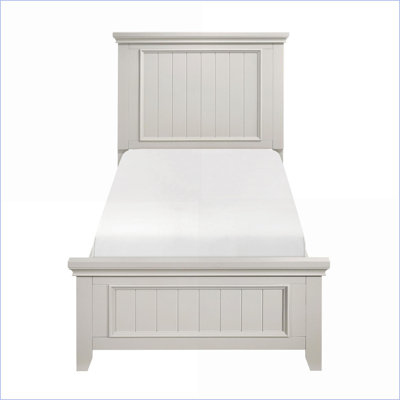 Lit simple à panneau en bois robuste - Style campagnard blanc classique pour chambres à coucher modernes