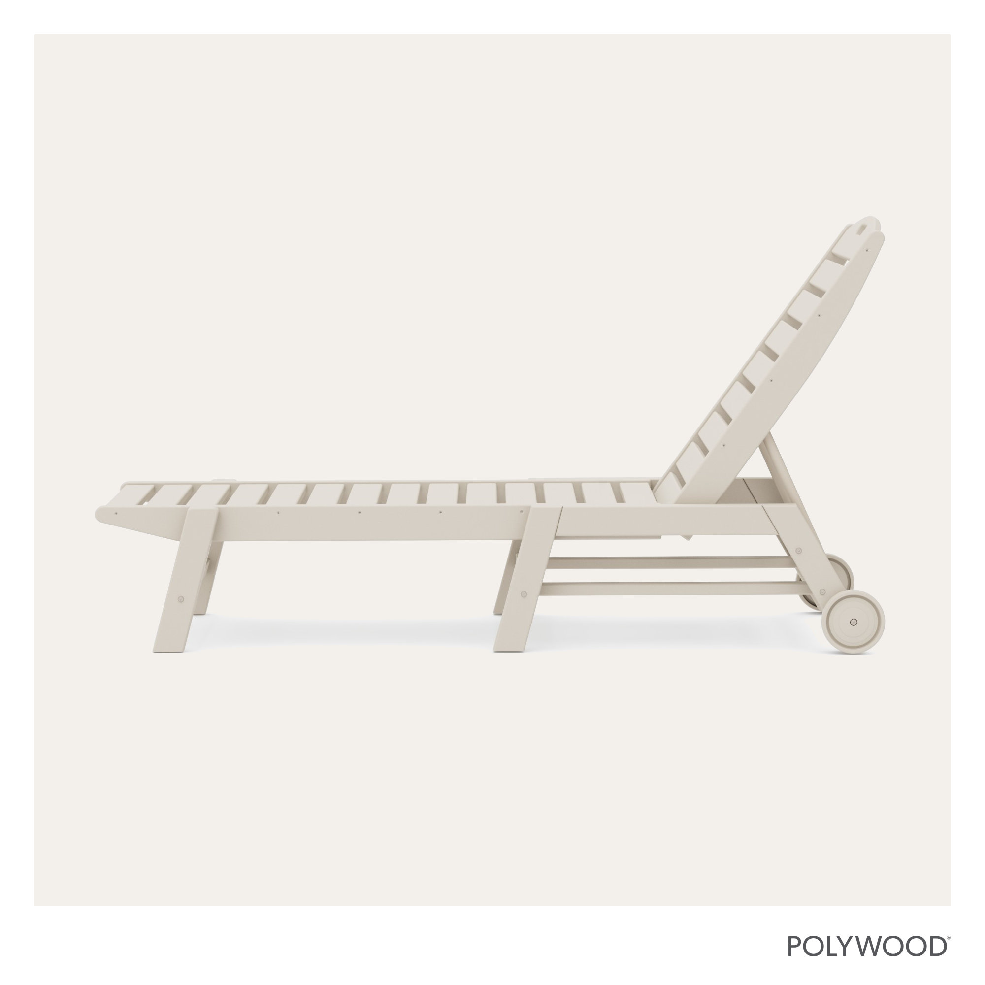 Lakeside POLYWOOD Nautical Chaise with Wheels, Sand