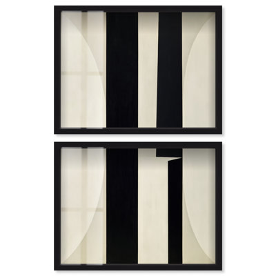 Ensemble de décoration murale de bureau avec impression sous cadre Binary Rhythm III par Art Remedy, cadre noir, 40 x 30