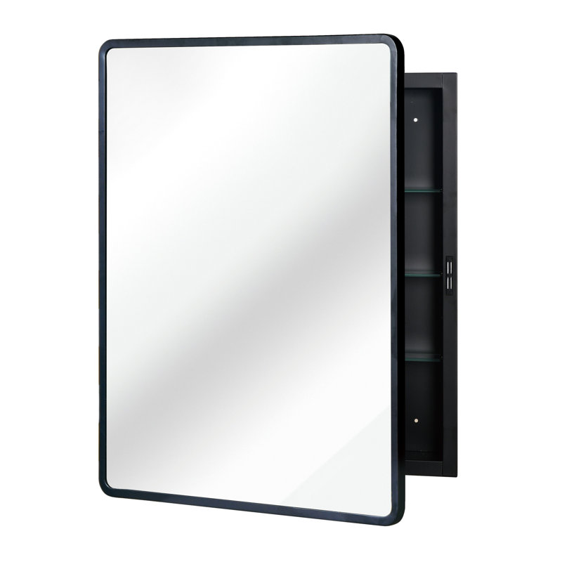 Armoire à miroir en métal à fixation murale ou encastrée, H 5,16 po x l 30,04 po x P 23,96 po