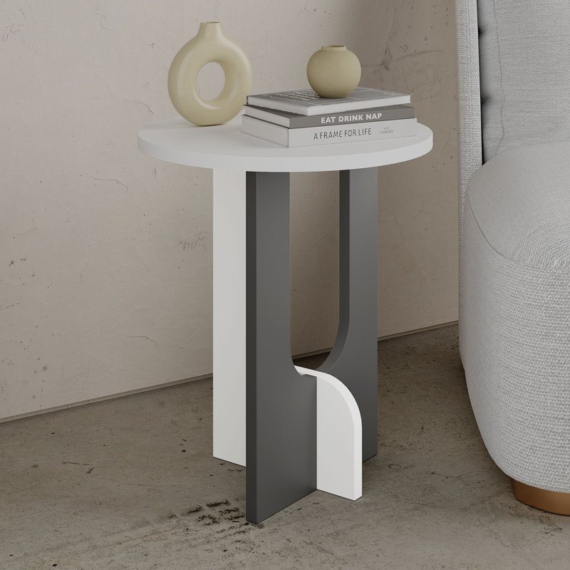 Doubilet End Table, Dark Gray, White
