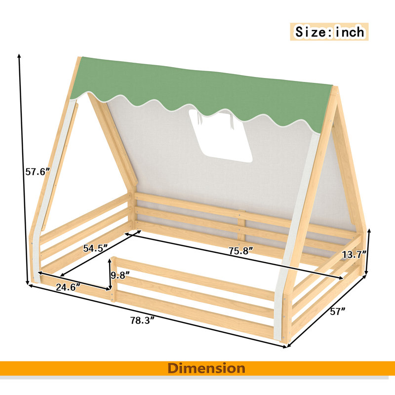 Lit de maison House, Lit double, Vert