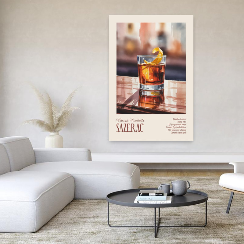 Art mural rétro classique classique Sazerac, H 60 po x l 40 po