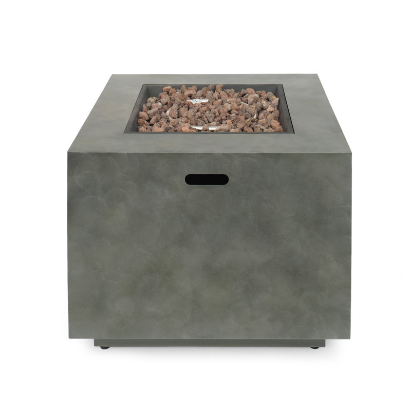 Square Iron Fire Pit - 50,000 Btu Rust-resistant Finish With Built-in Propane Tank Space, No Assembly
