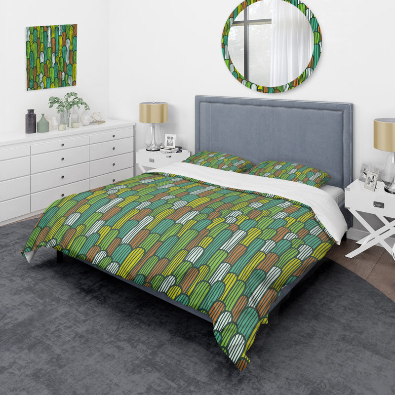 Ensemble de housse de couette en microfibre vert / jaune 3 pièces