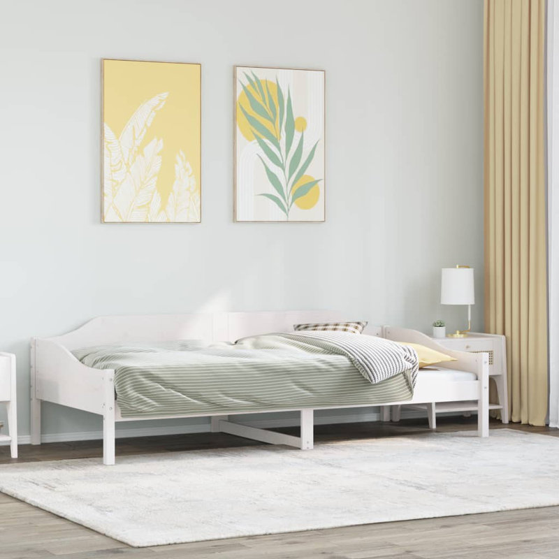 Aafke Solid Wood Bed, White, 62cm H x 207.5cm W x 87cm D