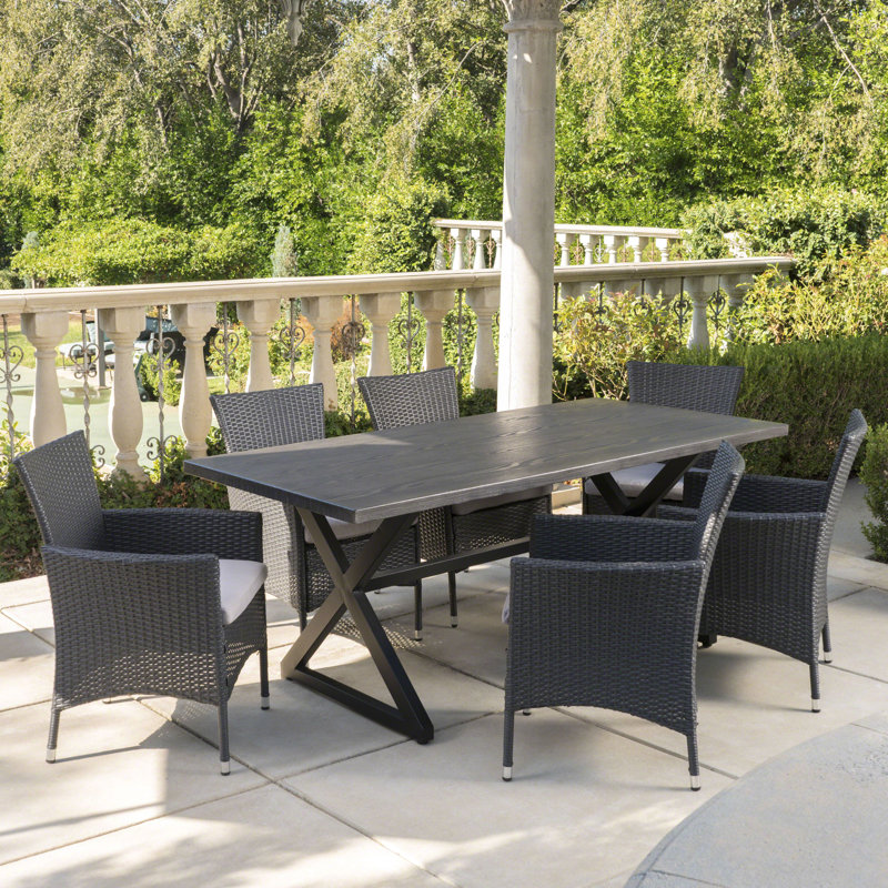  Rectangular 6 - Person 70.5'' Long Dining Set with Cushions, Grey