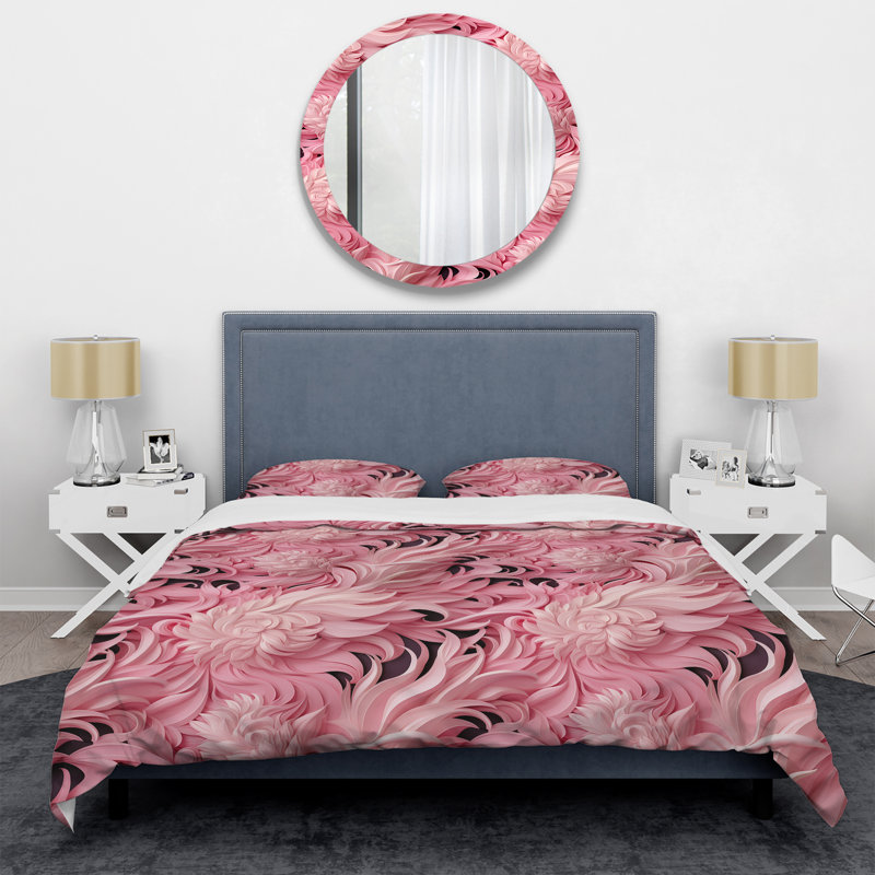 Literie spirale rose Sphynx I, Housse de couette pour très grand lit et 2 très