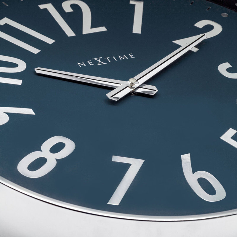 Metal Wall Clock, Blue/Silver