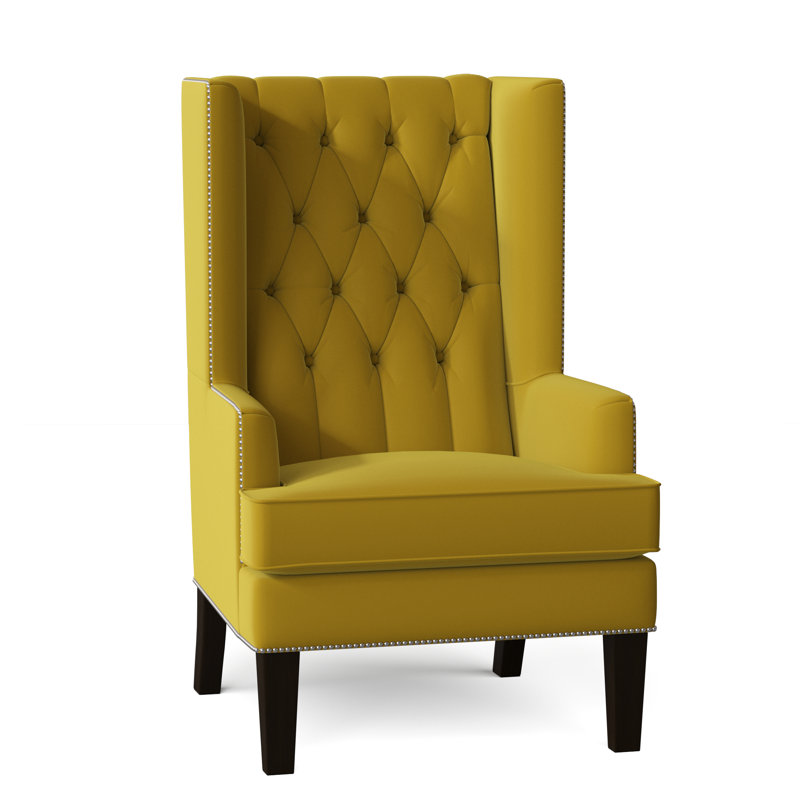 Fauteuil à oreilles capitonné de 30 po de largeur Searle, Blé, Noyer