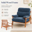 Chaise d'appoint Mid-Century avec structure en bois massif et coussins amovibles-132274192