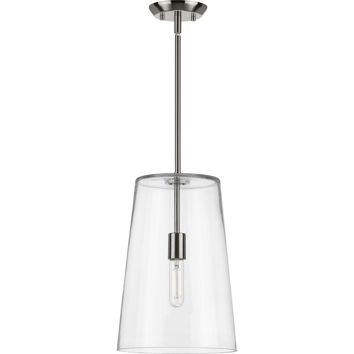 Selena Single Light Glass Dimmable Pendant, Light Silver, 15.88" H x 10.5" W x 10.5" D