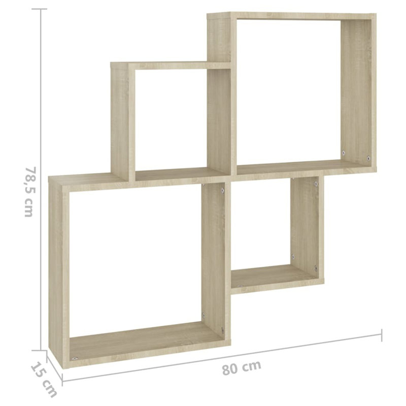 Gleora 4 Piece Square Cube Shelf, Oak