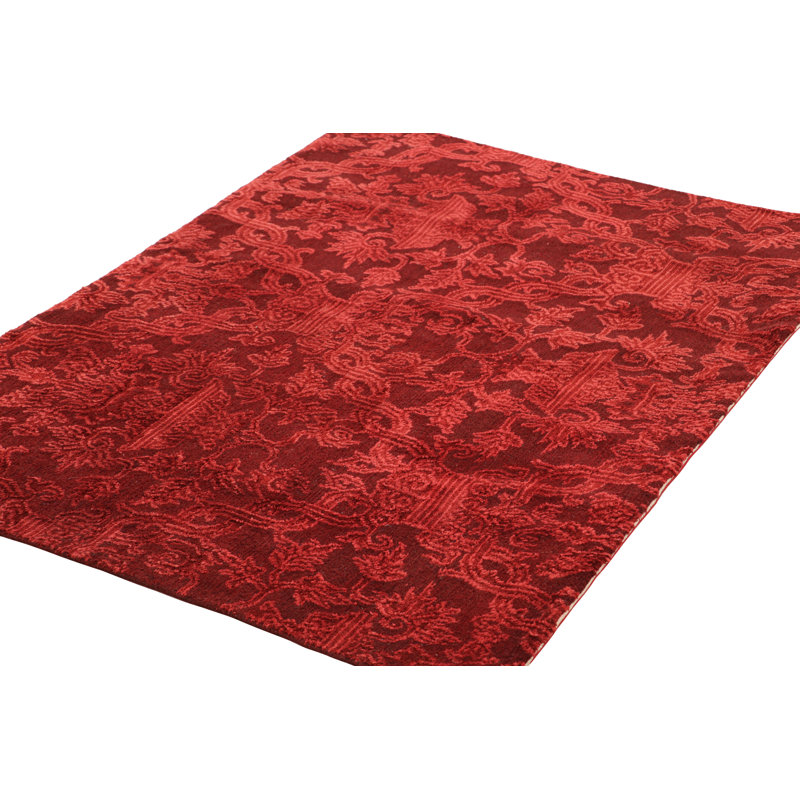 Rug & Kilim’S European Style Rug In Burgundy With Floral Patterns, Retangle 37' x 49'