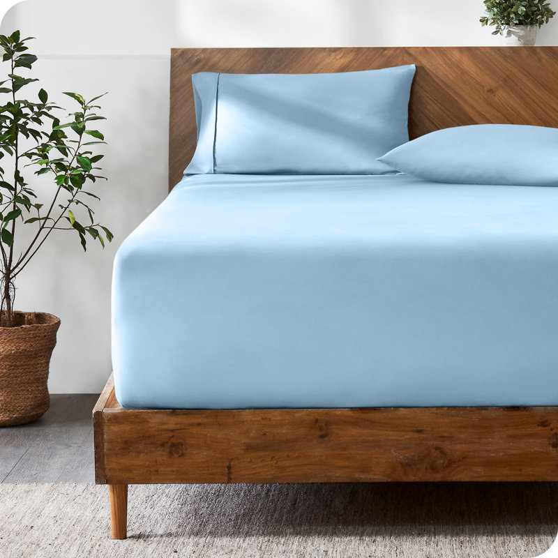 Extra Deep Microfiber Fitted Sheet, Full Fitted Sheet, Light Blue