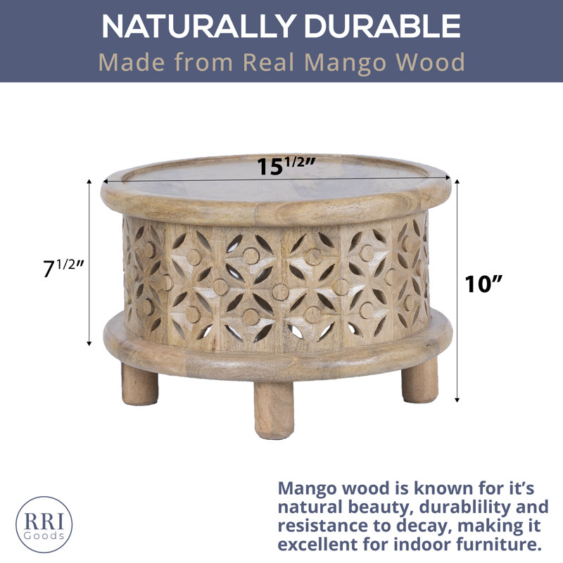 Exquisite Mango Wood Puzzle Accent Table