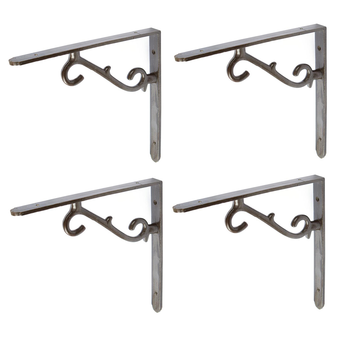 Hammer & Tongs - Scroll Iron Shelf Bracket - D205mm - Raw