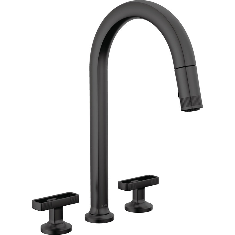 Kintsu® Widespread Pull-Down Faucet With Arc Spout, Knob Handle, Matte Black