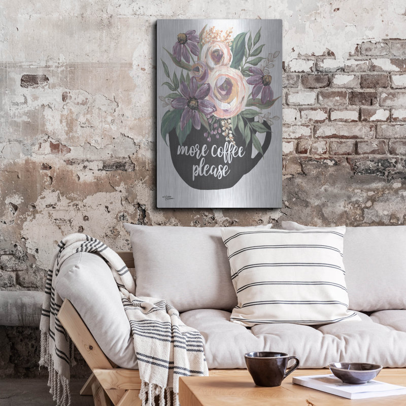 «More Coffee Veuillez» par Michele Norman, art mural en métal, H 36 po x l 24 po