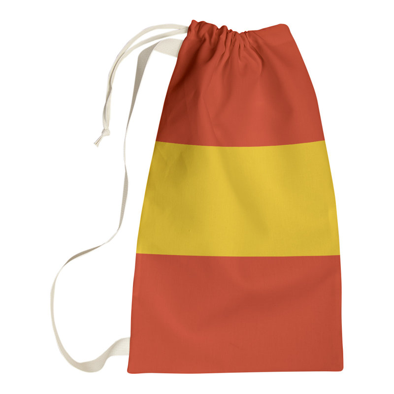 Fabric Laundry Bag with Handles, 36" H x 28" W x 1.5" D, Chilli Red/Yellow/Chilli Red