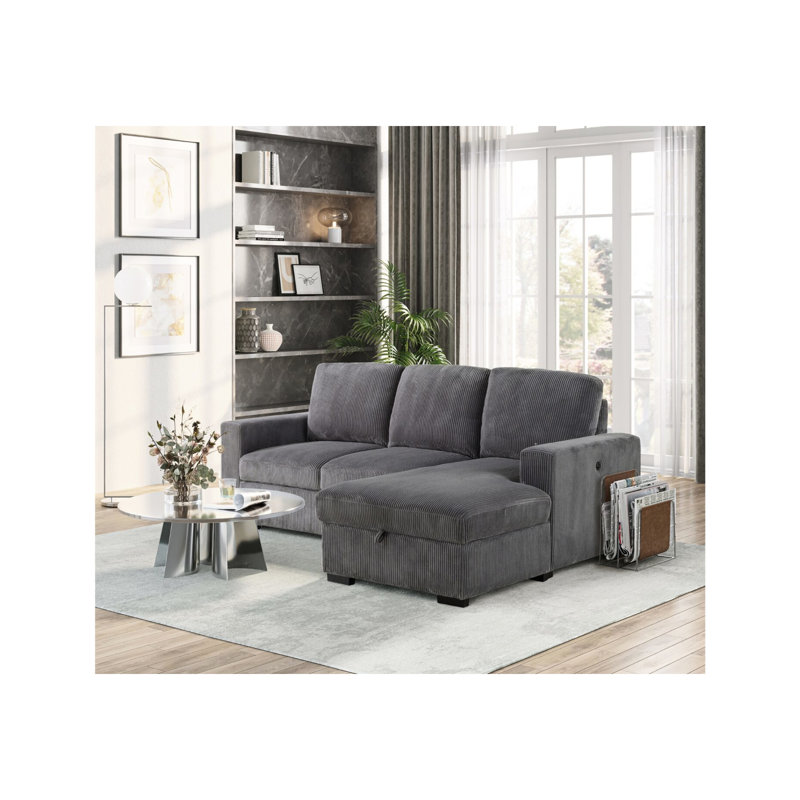 Canapé modulaire incurvé gris Melody