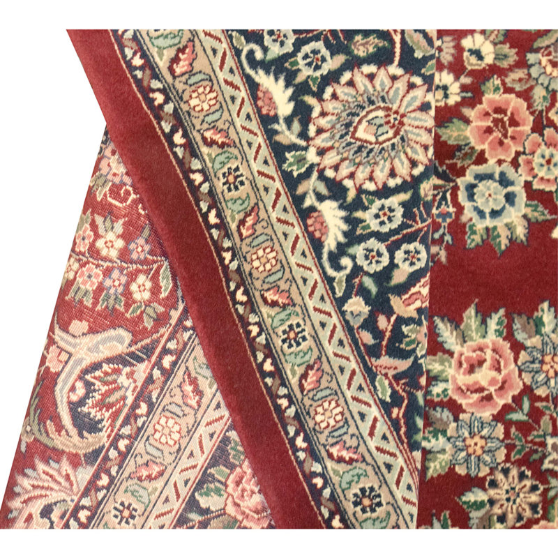 Hand Knotted Wool Oriental Area Rug in Red And Navy