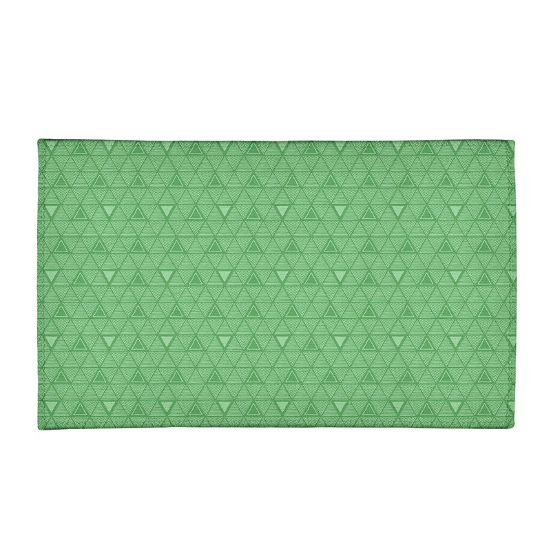 Tapis en triangle vert foncé/vert à la main monochrome, Rectangle 2 pi x 3 pi