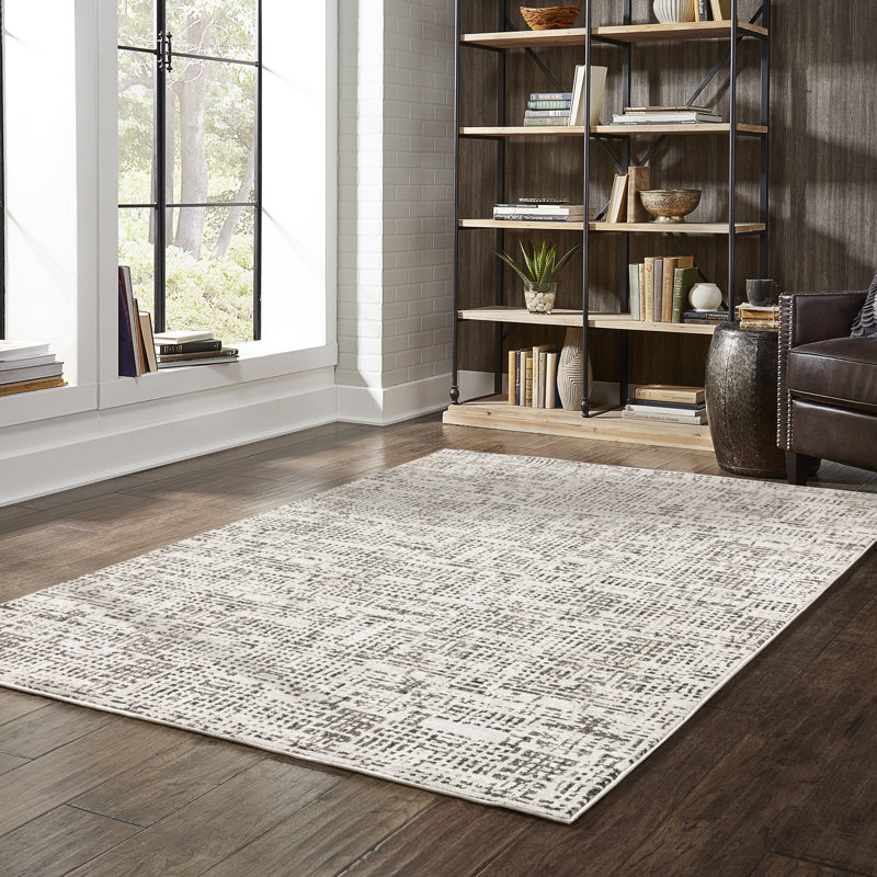 Tapis géométrique ivoire / gris Gwern, Rectangle 7 pi 10 po x 10 pi 10 po