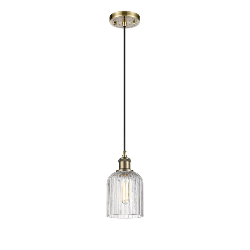 Luminaire suspendu 1 lumière Aalina, Laiton antique, Clair