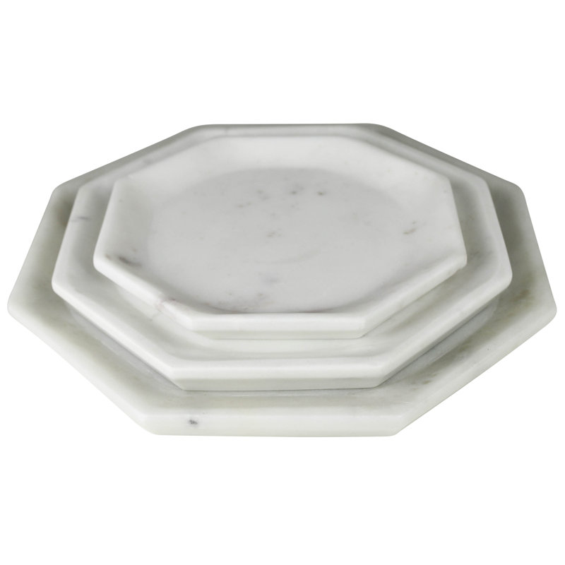 Small White Marble Octagon Appetizer Plate, 8-Inch
