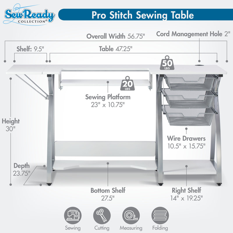 56.75 x 23.75 Foldable Split Top Table, Silver, White
