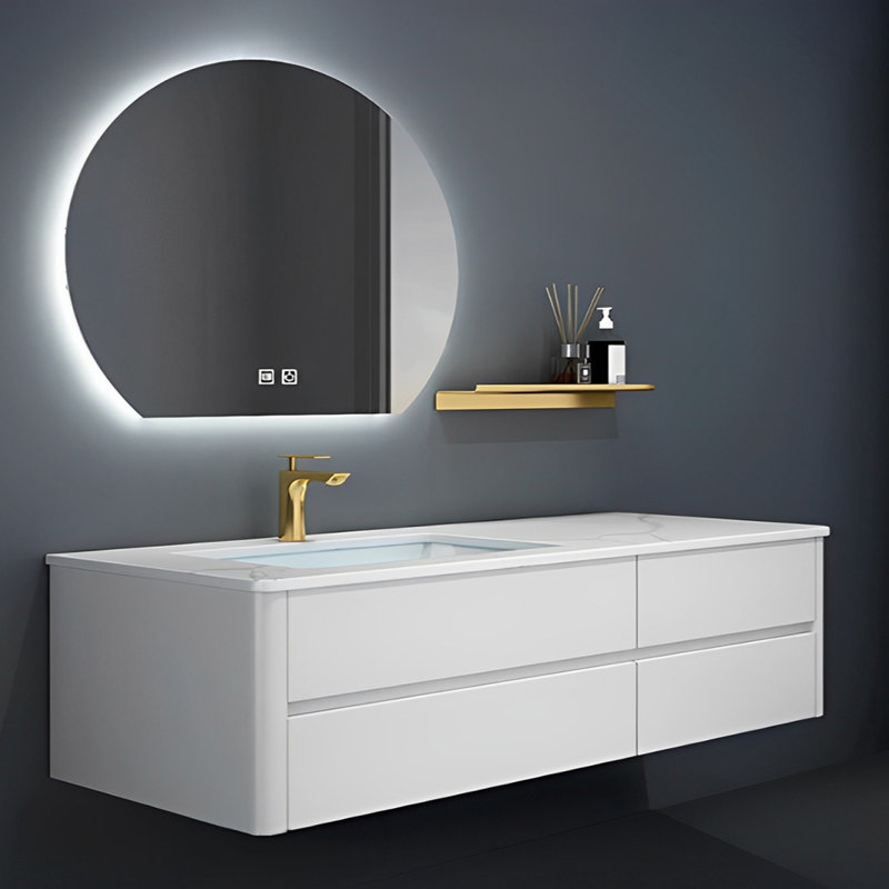Armoire de salle de bain simple et moderne en bois massif, H 19,68 po x l 47,24 po x P 19,68 po