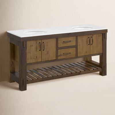Bromley 66" Double Bathroom Vanity With White Quartz Top