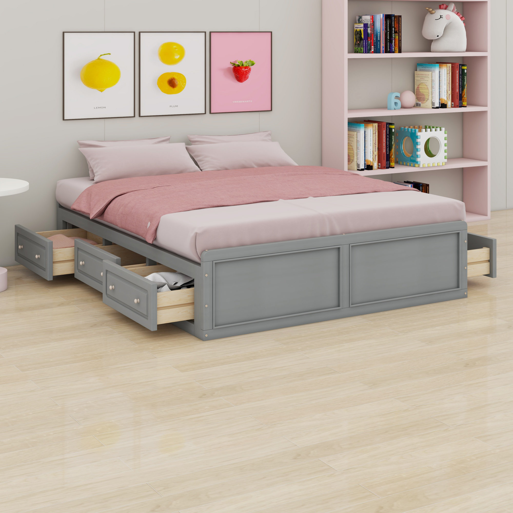 Latitude Run® Wood Platform Bed Frame With 6 Drawers | Wayfair