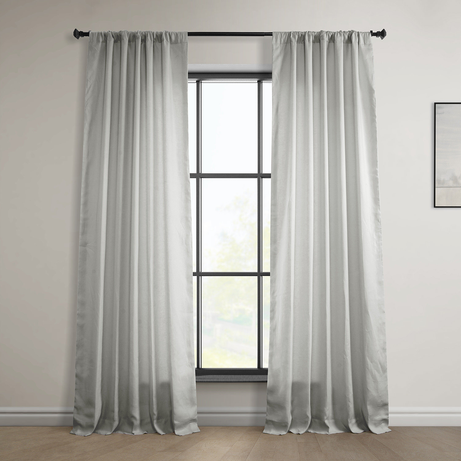 Britt 100% Euro Chic Linen Curtains - Single Panel Drape, 50" W x 84" L, Light Greige