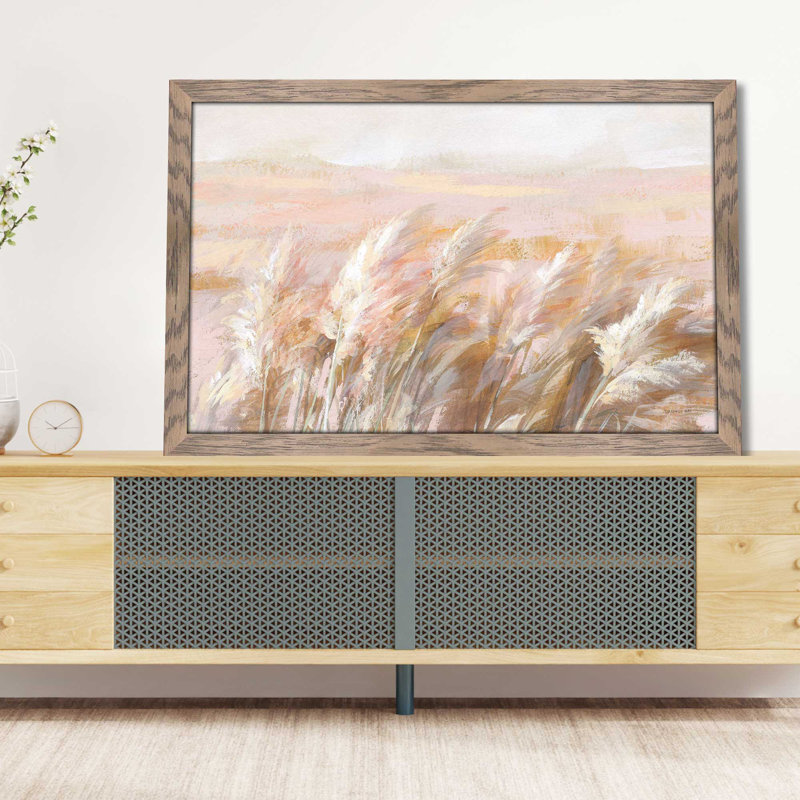 Herbes des prairies - Peinture, L 39,5 po x H 27,5 po, Encadrement brun